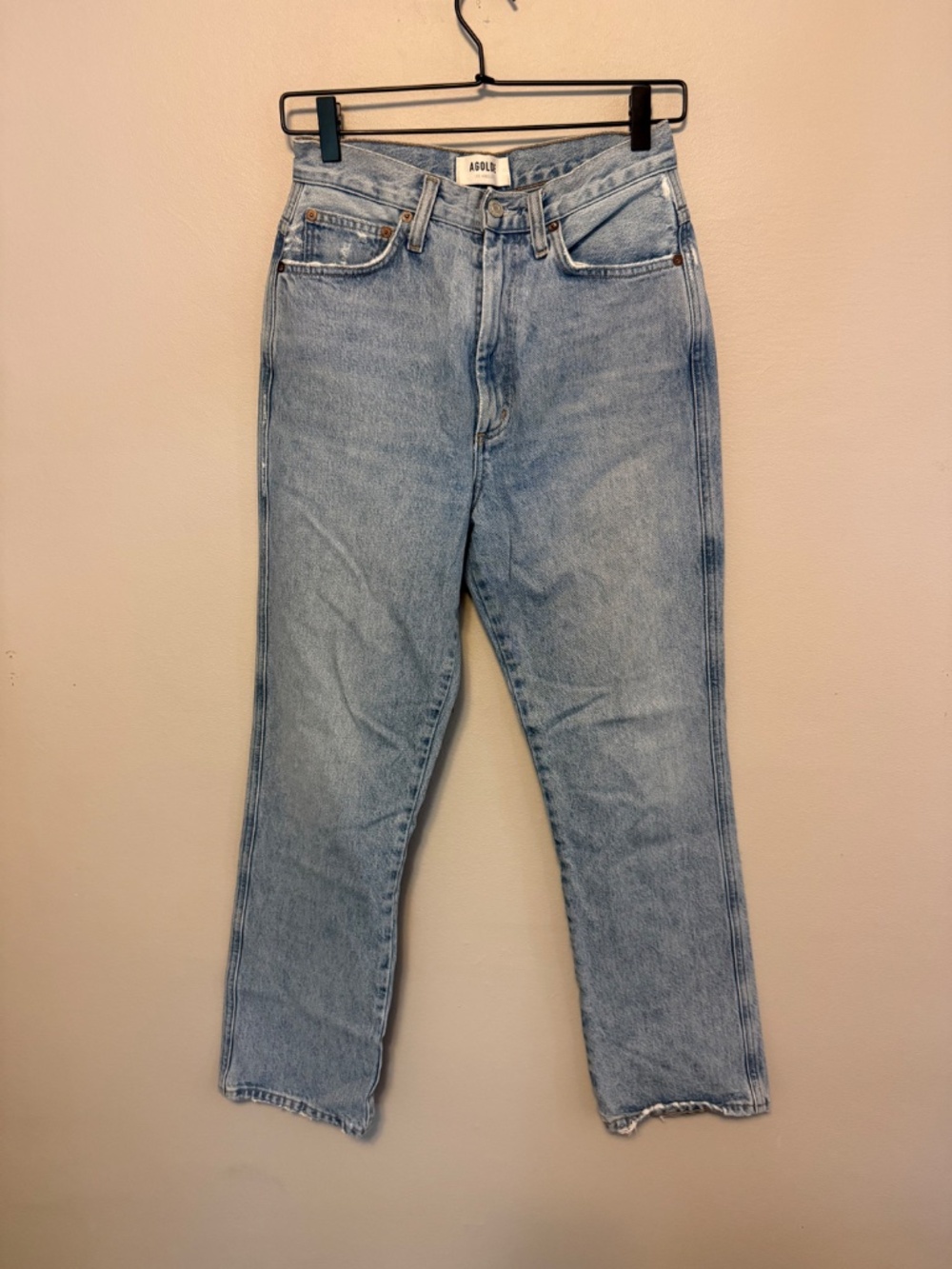 AGOLDE Pinch Waist High Rise Kick Jeans Riptide Light Wash 26
